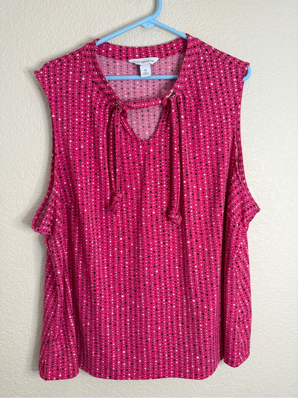 Liz Claiborne Pink Dotted Sleeveless Blouse 2X